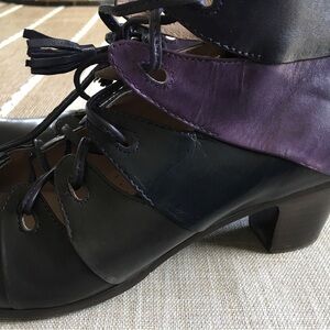 L'ATISTE Black and Purple Lace-Up Boots